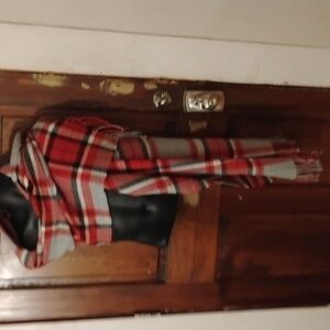 #35. j crew Red and Gray Plaid Scarf